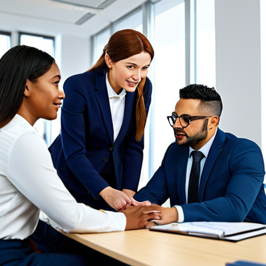 **

A diverse team of office workers in appropriate attire collaborates on a project at a bright, modern office. Everyone is fully clothed and engaged in a professional discussion. The scene should emphasize teamwork and a safe working environment, with correct proportions and well-formed hands. Safe for work, appropriate content, family-friendly.

**